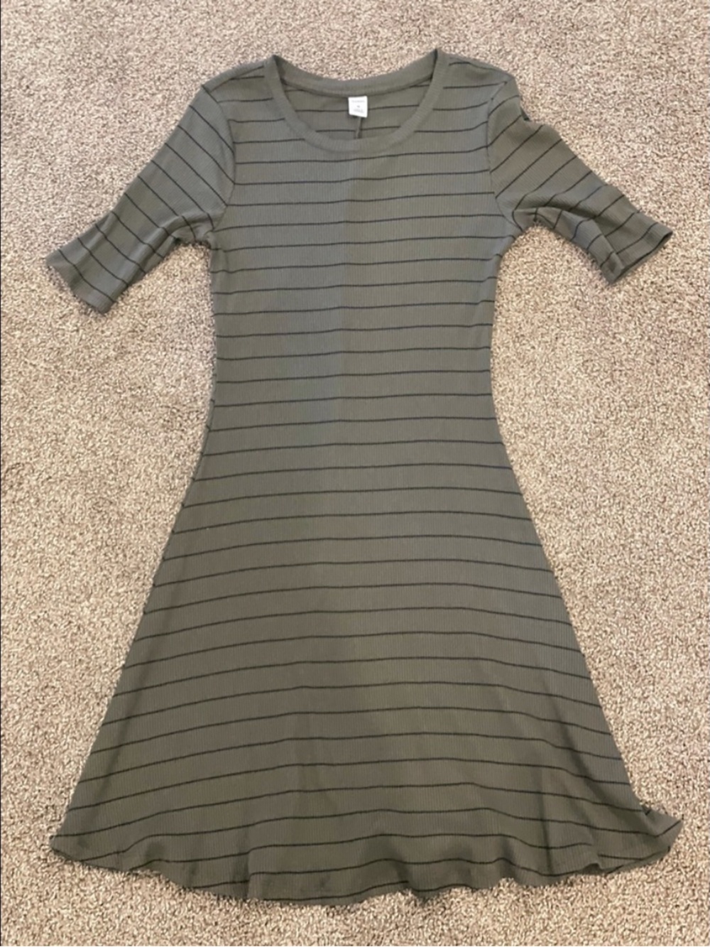 Old Navy Olive Green Striped Knit Dress